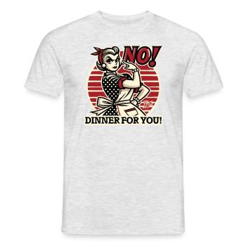 Femme au foyer en colère rétro dit : Pas de nourriture pour vous - T-shirt homme - gris chiné - Devant - AI Model Male 178 dark (178cm)