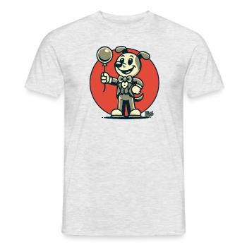 Chic Dressed Dog with a Balloon - Men's T-Shirt - heather grey - Front - AI Model Male 178 dark (178cm)