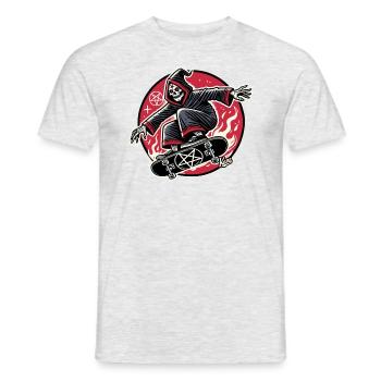 Grim Reaper Skateboarder Does Tricks Skateboard - Men's T-Shirt - heather grey - Front - AI Model Male 178 dark (178cm)