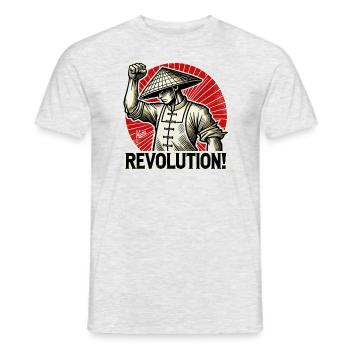 La révolution du riz et des riziculteurs s’élève - T-shirt homme - gris chiné - Devant - AI Model Male 178 dark (178cm)