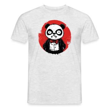 Angry disappointed panda in tuxedo - Men's T-Shirt - heather grey - Front - AI Model Male 178 dark (178cm)