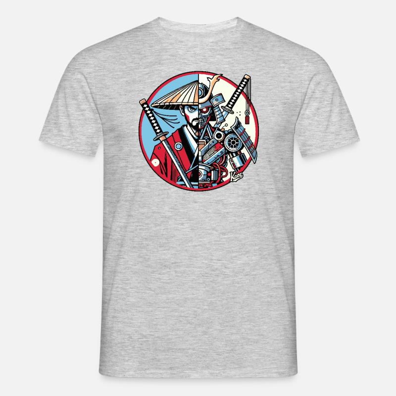 Samurai-Ronin oder Mecha-Shogun - Männer T-Shirt - Grau meliert