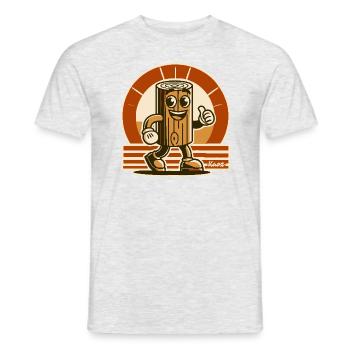 Bloc de bois joyeux, drôle de morceau de bois - T-shirt homme - gris chiné - Devant - AI Model Male 178 dark (178cm)