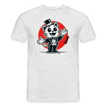 Chat hôte en smoking et chapeau haut de forme - T-shirt homme - gris chiné - Devant - AI Model Male 178 dark (178cm)