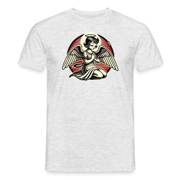 Dessin animé rétro ange en prière - T-shirt homme - gris chiné - Devant - AI Model Male 178 dark (178cm)