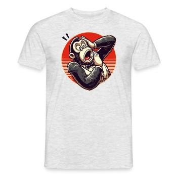 Surprised Retro Gentleman Gorilla - Men's T-Shirt - heather grey - Front - AI Model Male 178 dark (178cm)