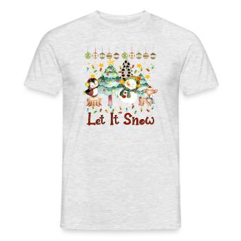 Weihnachten, Weihnachten Rentier Schneemann, Lass es schneien - Männer T-Shirt - Grau meliert - Vorne - AI Model Male 178 dark (178cm)