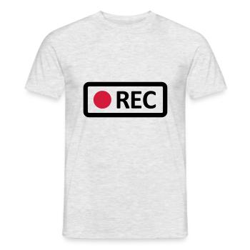 Kamera REC Aufnahmetaste. Aufnehmen, live, rec - Männer T-Shirt - Grau meliert - Vorne - AI Model Male 178 dark (178cm)