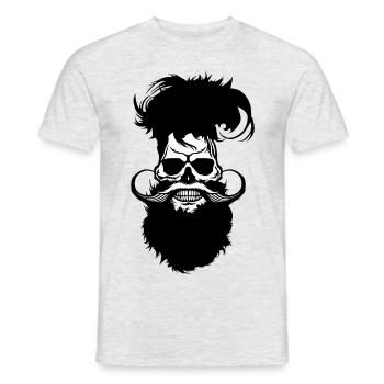 Bearded Tod Schädel Kopf hipster Schnurrbart Bart s - Männer T-Shirt - Grau meliert - Vorne - AI Model Male 178 dark (178cm)