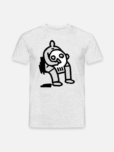 Totenkopf - Männer T-Shirt - Grau meliert