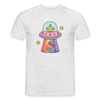 Funny Alien Abducts Bubble Tea - Men's T-Shirt - heather grey - Front - AI Model Male 178 dark (178cm)
