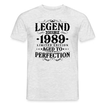 Légende 1989 Vintage Born Vintage Anniversaire - T-shirt homme - gris chiné - Devant - AI Model Male 178 dark (178cm)