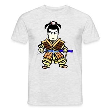 Cool colorful drawing of a samurai - Men's T-Shirt - heather grey - Front - AI Model Male 178 dark (178cm)