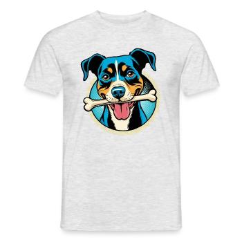 Chien mignon avec des os dans le style bande dessinée - T-shirt homme - gris chiné - Devant - AI Model Male 178 dark (178cm)