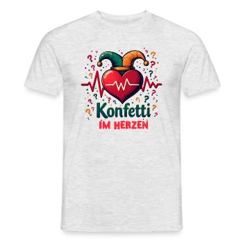 Karneval Herzschlag - Konfetti - Männer T-Shirt - Grau meliert - Vorne - AI Model Male 178 dark (178cm)
