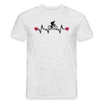 Cyclist & Heartbeat with Hearts, cycling - T-shirt homme - gris chiné - Devant - AI Model Male 178 dark (178cm)