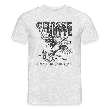 chasse à la hutte cadeau humour cool chasseur - T-shirt homme - gris chiné - Devant - AI Model Male 178 dark (178cm)