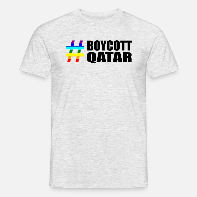 Boycott Qatar Spruch Sprüche Regenbogen - Männer T-Shirt - Grau meliert