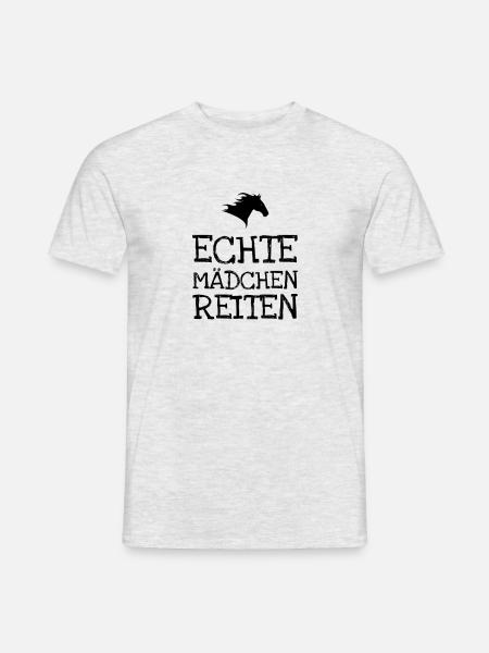 Echte Mädchen Reiten - Männer T-Shirt - Grau meliert