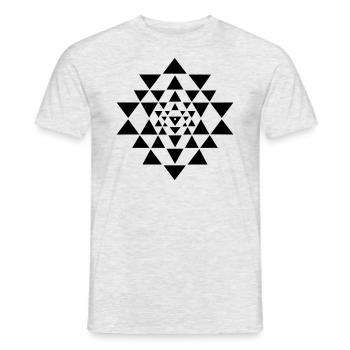 Tableau énergétique du bouddhisme Shri Yantra Yoga - T-shirt homme - gris chiné - Devant - AI Model Male 178 dark (178cm)