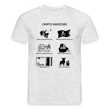 INVESTISSEURS CRYPTO - T-shirt homme - gris chiné - Devant - AI Model Male 178 dark (178cm)