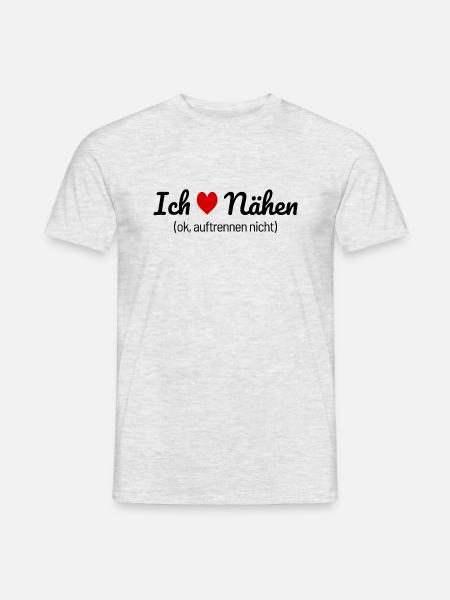 Nähen Nähbegeistert "Ich liebe Nähen" - Männer T-Shirt - Grau meliert