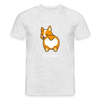 Corgi Gorgeous Hund Welpe flauschig - Männer T-Shirt - Grau meliert - Vorne - AI Model Male 178 dark (178cm)