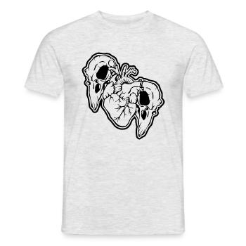 Crow skulls and heart Halloween - Men's T-Shirt - heather grey - Front - AI Model Male 178 dark (178cm)