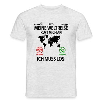 Weltreise Abschied Weltreisende Abschiedsgeschenk - Männer T-Shirt - Grau meliert - Vorne - AI Model Male 178 dark (178cm)