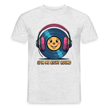 Vinyl record with headphones - Retro music design - Men's T-Shirt - heather grey - Front - AI Model Male 178 dark (178cm)