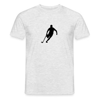 Laufender Floorball Spieler - Männer T-Shirt - Grau meliert - Vorne - AI Model Male 178 dark (178cm)