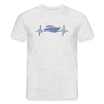 Motor Boat Heartbeat Motorboating Captain - Men's T-Shirt - heather grey - Front - AI Model Male 178 dark (178cm)