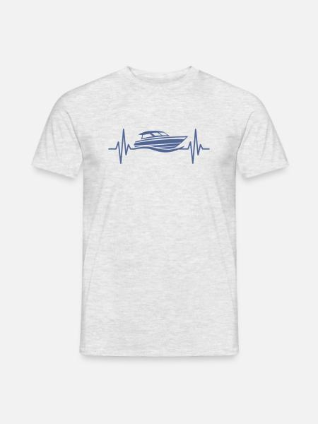 Motorboot Herzschlag Yacht Sportboot Kapitän - Männer T-Shirt - Grau meliert