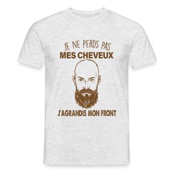 Citation Je ne perds pas mes cheveux Humour chauve - T-shirt homme - gris chiné - Devant - AI Model Male 178 dark (178cm)
