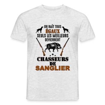 Humour Cadeau chasse de sanglier - T-shirt homme - gris chiné - Devant - AI Model Male 178 dark (178cm)
