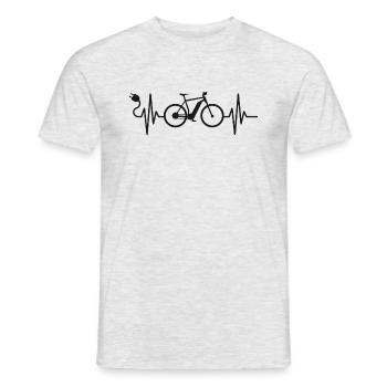 E-Bike Vélo Cycliste E-MTB VTT - T-shirt homme - gris chiné - Devant - AI Model Male 178 dark (178cm)