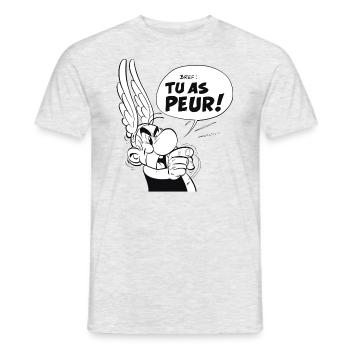 Asterix & Obelix - Asterix 'Tu as peur!' - T-shirt homme - gris chiné - Devant - AI Model Male 178 dark (178cm)