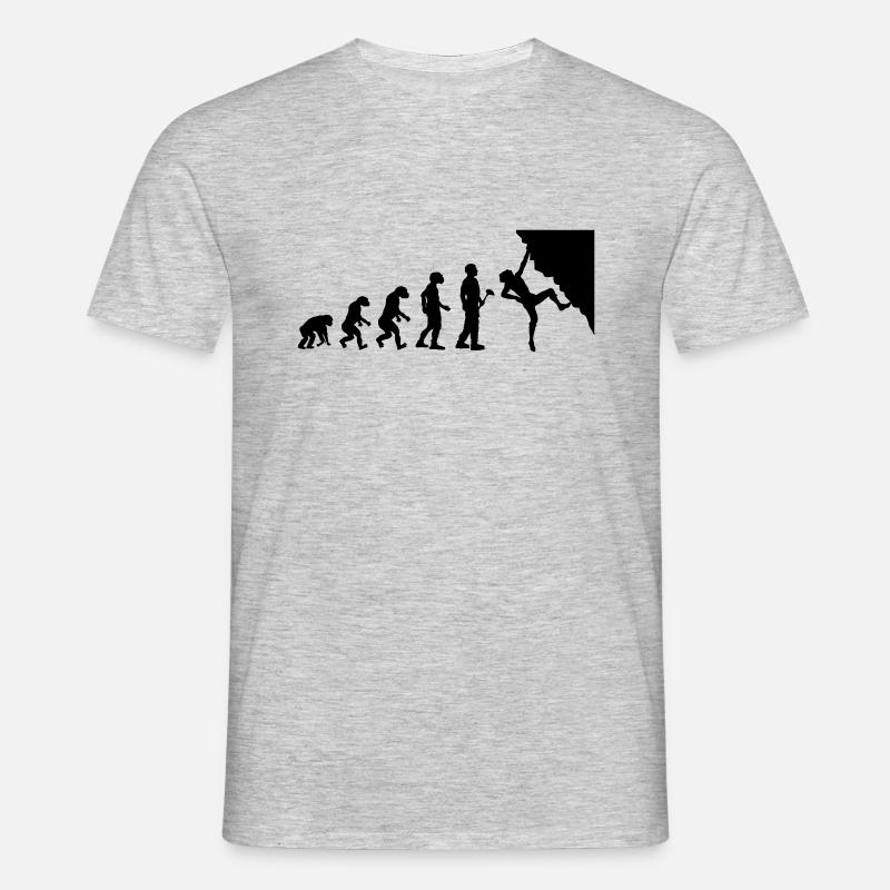 Evolutionstheorie Klettern - Männer T-Shirt - Grau meliert