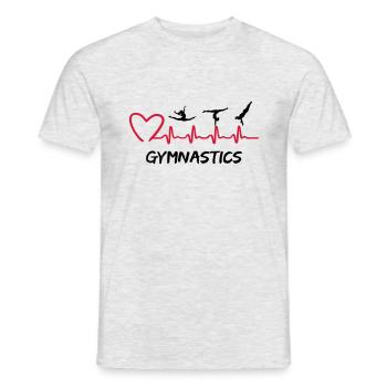 ECG de gymnastique, gymnaste et battement de coeur - T-shirt homme - gris chiné - Devant - AI Model Male 178 dark (178cm)