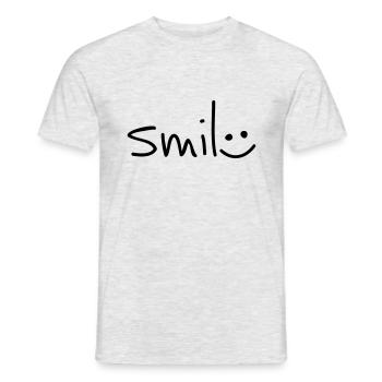 Slogan smile with happy smile face. Laugh quotes - Men's T-Shirt - heather grey - Front - AI Model Male 178 dark (178cm)