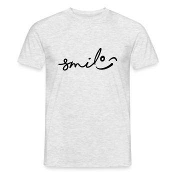 Lächeln Sie mit einem Augenzwinkern. Lächeln, Lächeln Gesicht. - Männer T-Shirt - Grau meliert - Vorne - AI Model Male 178 dark (178cm)