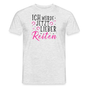 Ich Würde Jetzt Lieber Reiten - Reiter - Hufeisen - Männer T-Shirt - Grau meliert - Vorne - AI Model Male 178 dark (178cm)