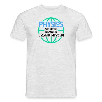 Physios wir retten die Welt in Jogginghosen - Phys - Männer T-Shirt - Grau meliert - Vorne - AI Model Male 178 dark (178cm)