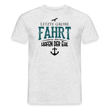 Letzte große Fahrt vor dem Hafen der Ehe, Kapitän - Männer T-Shirt - Grau meliert - Vorne - AI Model Male 178 dark (178cm)