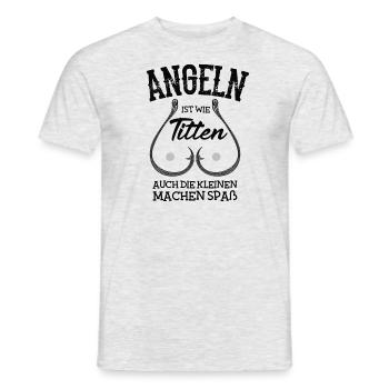 Angeln ist Wie Titten auch die kleinen machen Spas - Männer T-Shirt - Grau meliert - Vorne - AI Model Male 178 dark (178cm)