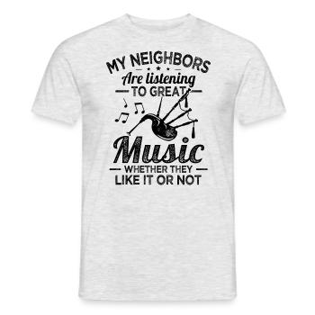 Les voisins de la cornemuse écoutent de la bonne musique de cornemuse - T-shirt homme - gris chiné - Devant - AI Model Male 178 dark (178cm)