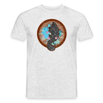 Kawaii japonais Cat Vintage, chats japonais cool - T-shirt homme - gris chiné - Devant - AI Model Male 178 dark (178cm)