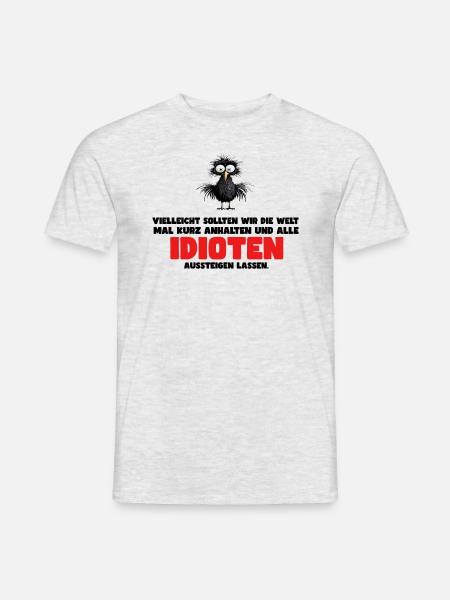 Lustiges Vogel Design mit Spruch - Männer T-Shirt - Grau meliert