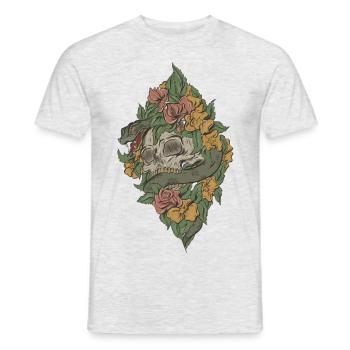 Motiv mit Schlange und Totenkopf - Männer T-Shirt - Grau meliert - Vorne - AI Model Male 178 dark (178cm)