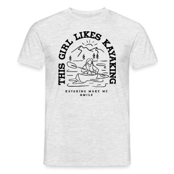 Une fille aime le kayak, les sports nautiques, le - T-shirt homme - gris chiné - Devant - AI Model Male 178 dark (178cm)